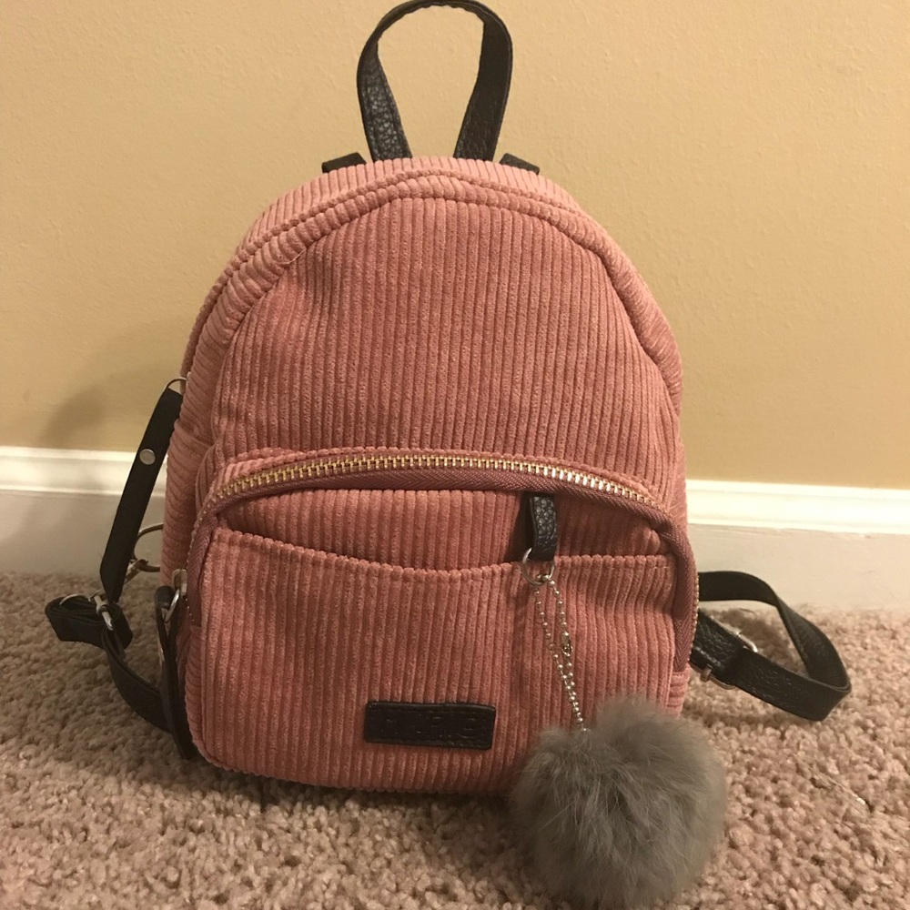 Pink Corduroy Mini Backpack